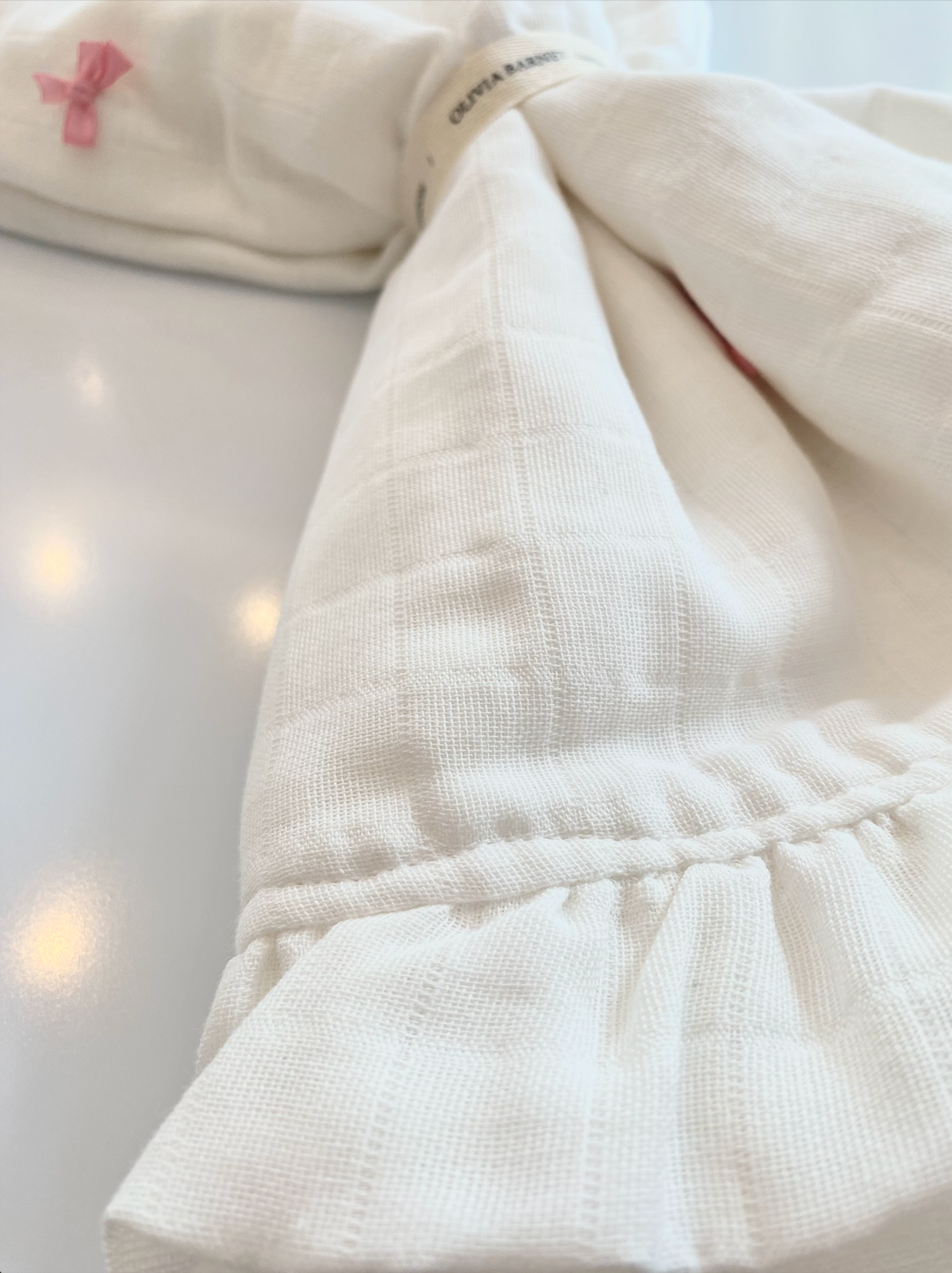 Pink Bow Muslin Blanket