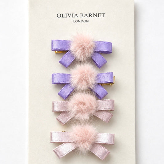 MINI POM SAÇ KLİPSİ (LİLA-PEMBE)