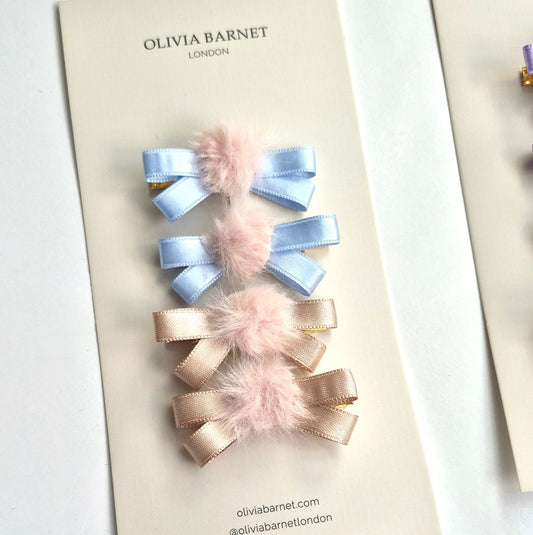 MINI POM SAÇ KLİPSİ (BEJ-MAVİ)