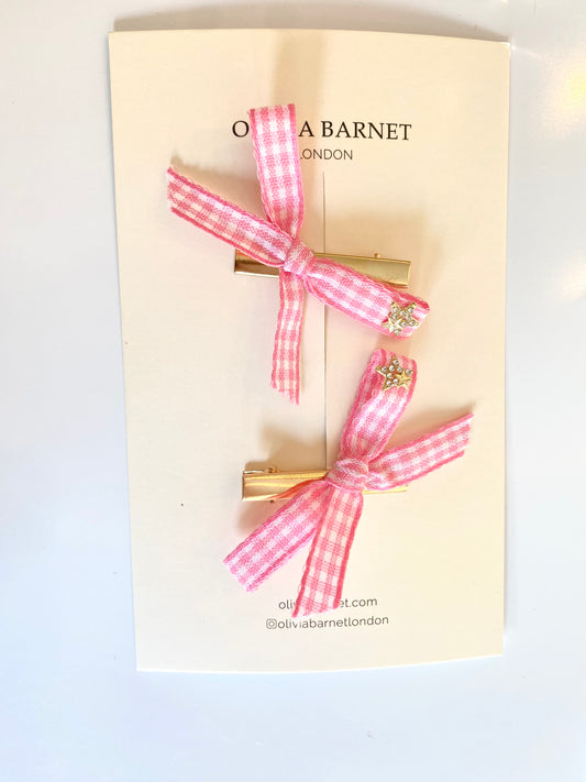 Pink Star Hair Clips Set