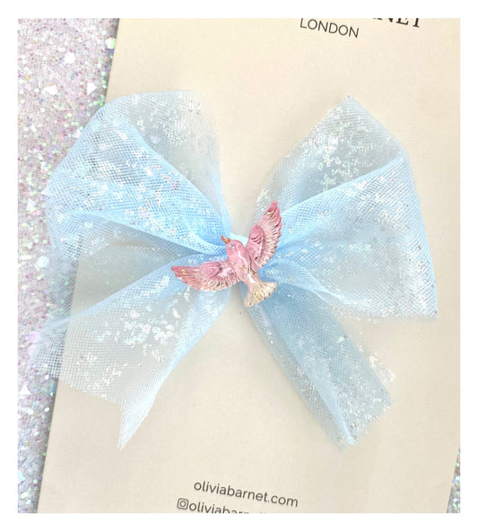 Pinkie Birdie Blue Bow Hair Clip