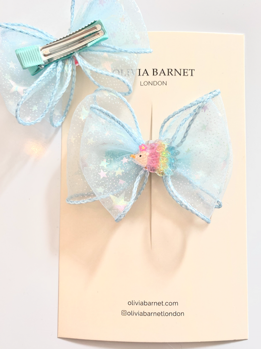 Blue Fable Bow Hair Clip