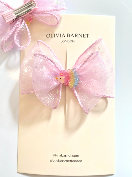Pink Fable Bow Hair Clip