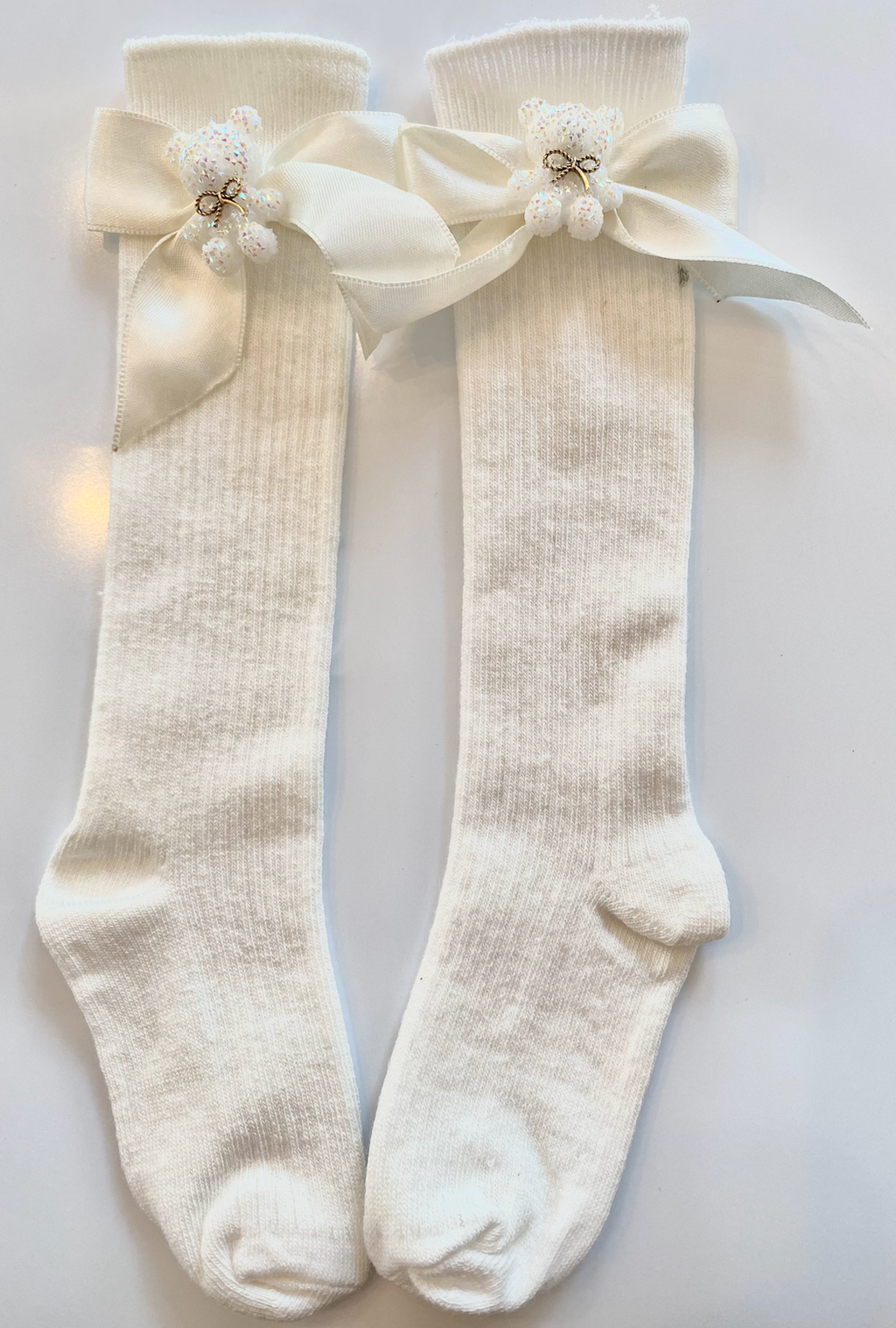 WHITE TEDDY ECRU ÇORAP