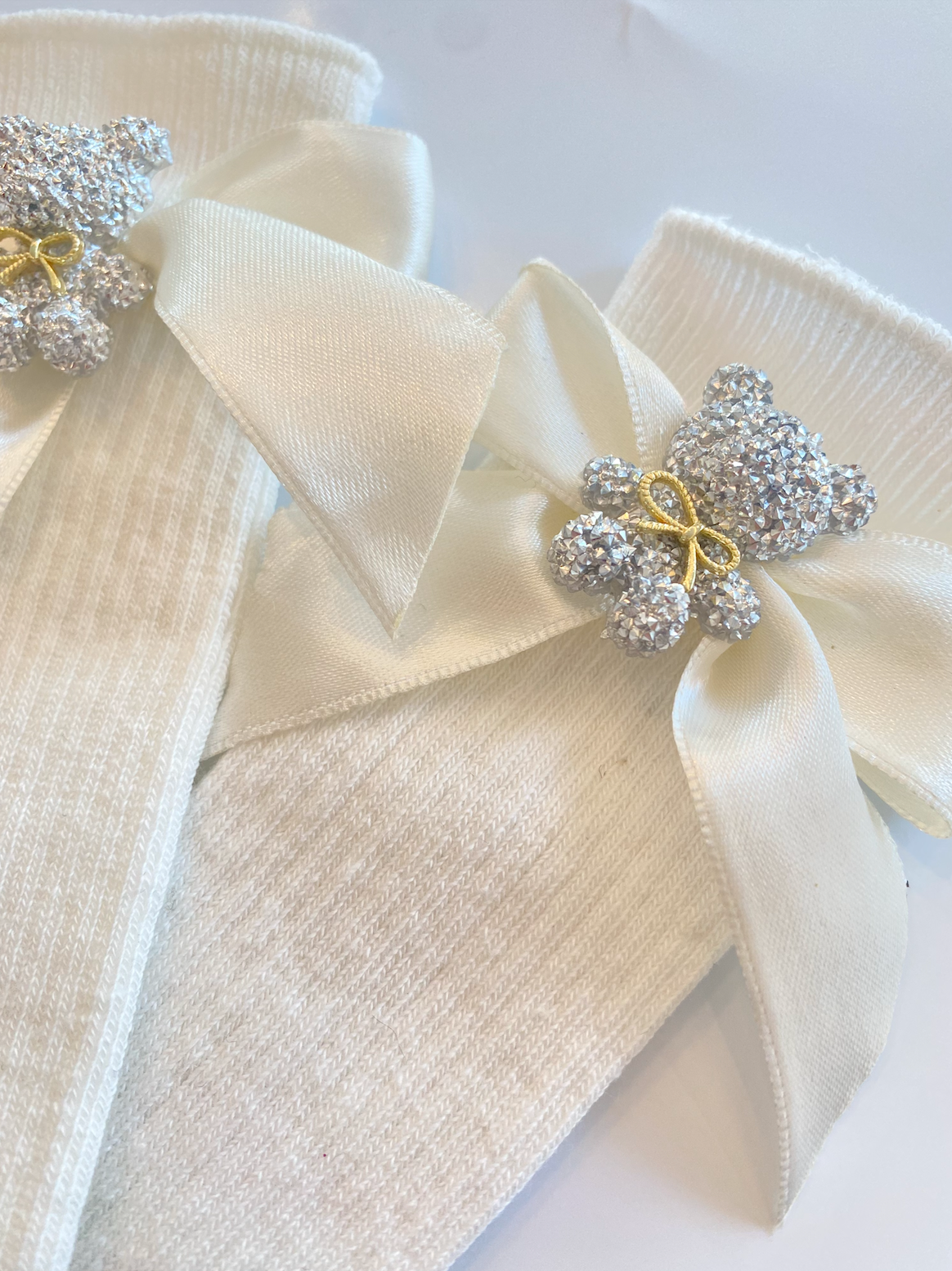 SILVER TEDDY ECRU ÇORAP