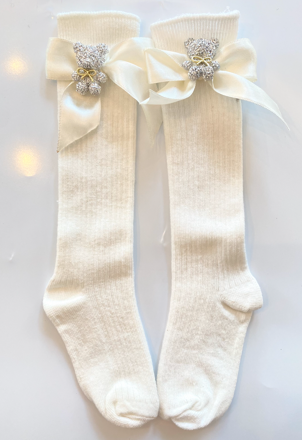 SILVER TEDDY ECRU ÇORAP
