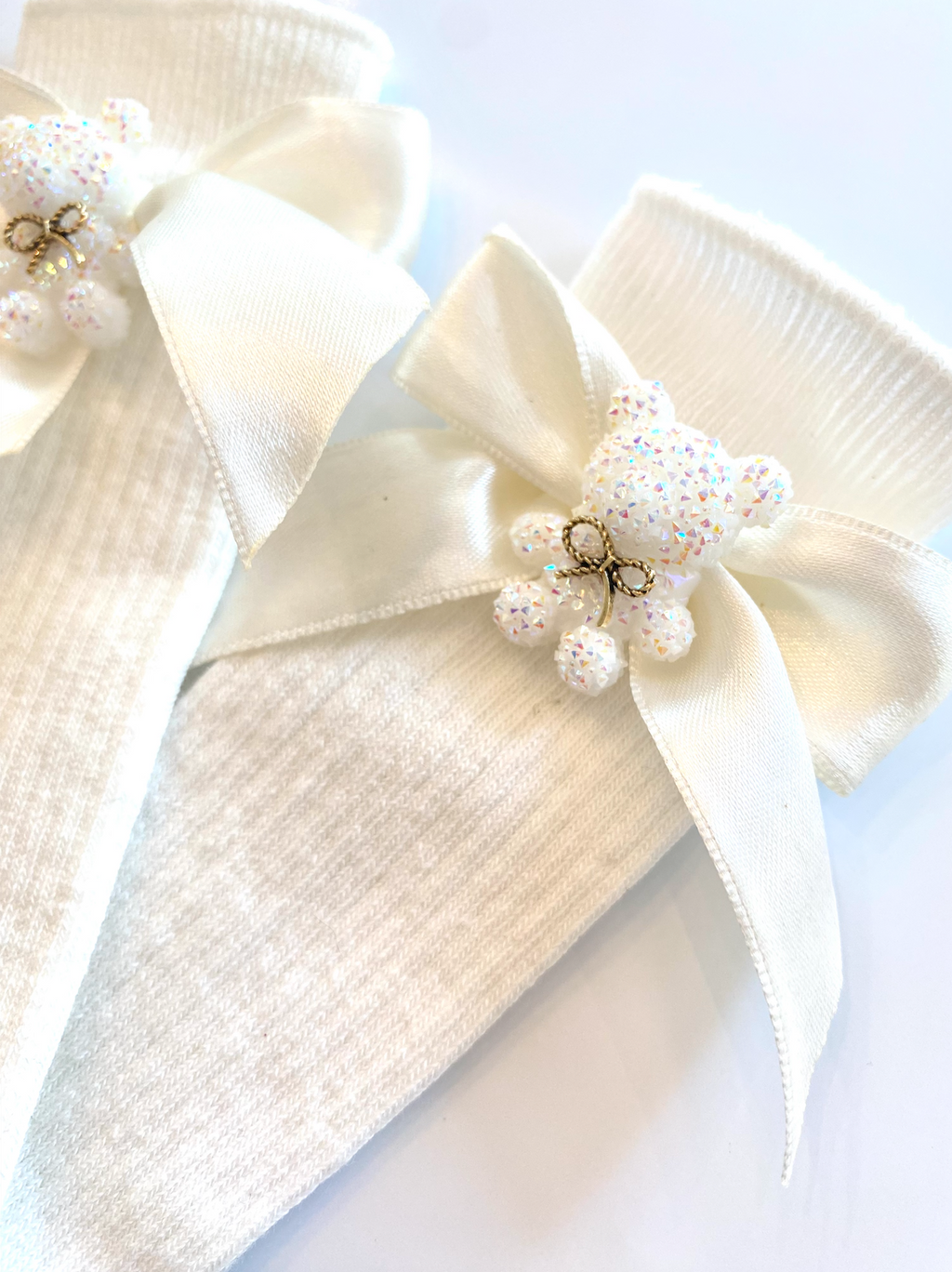 WHITE TEDDY ECRU ÇORAP