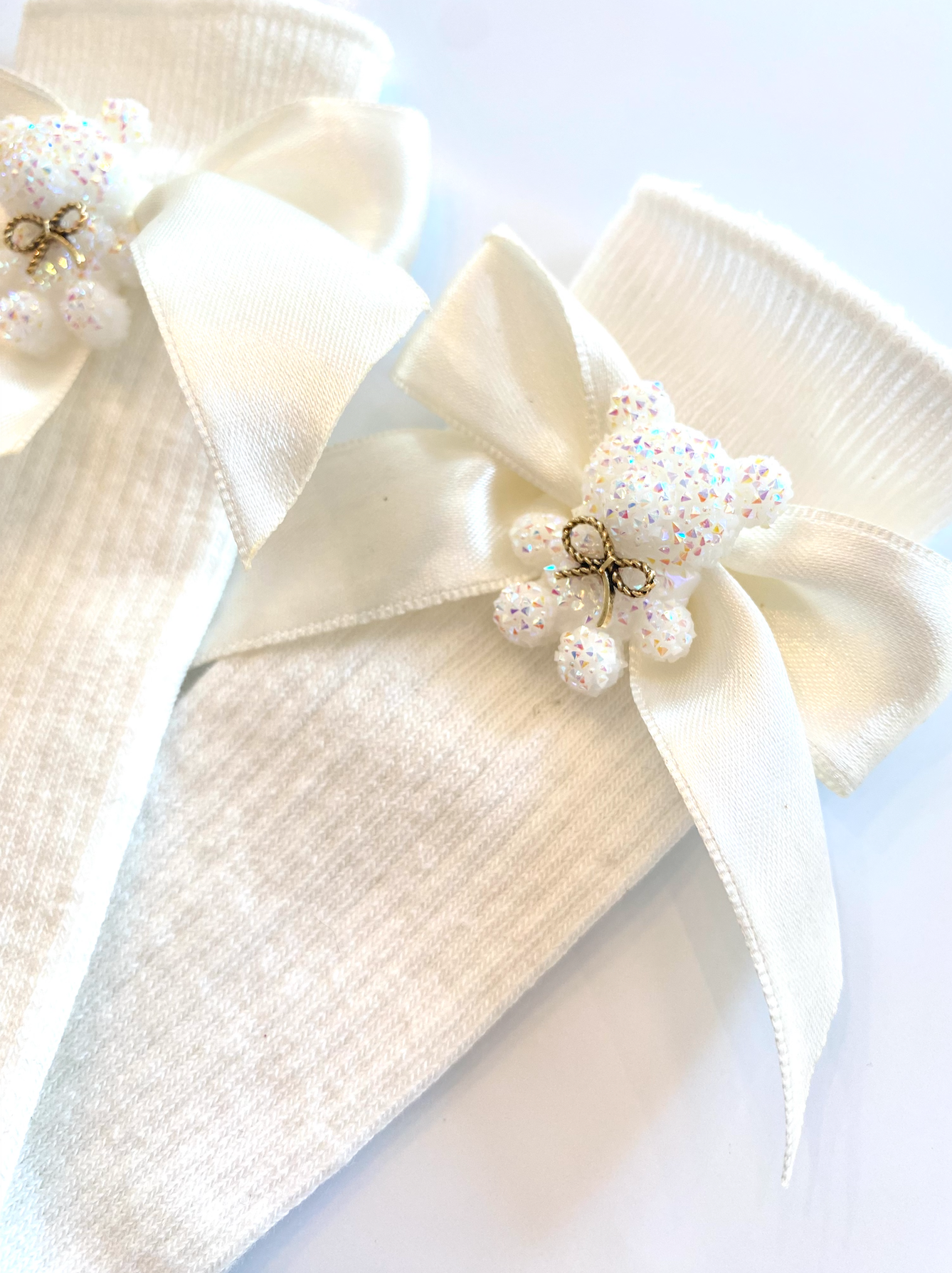 WHITE TEDDY ECRU ÇORAP