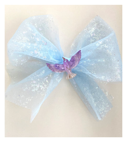 Lilac Birdie Blue Bow Hair Clip