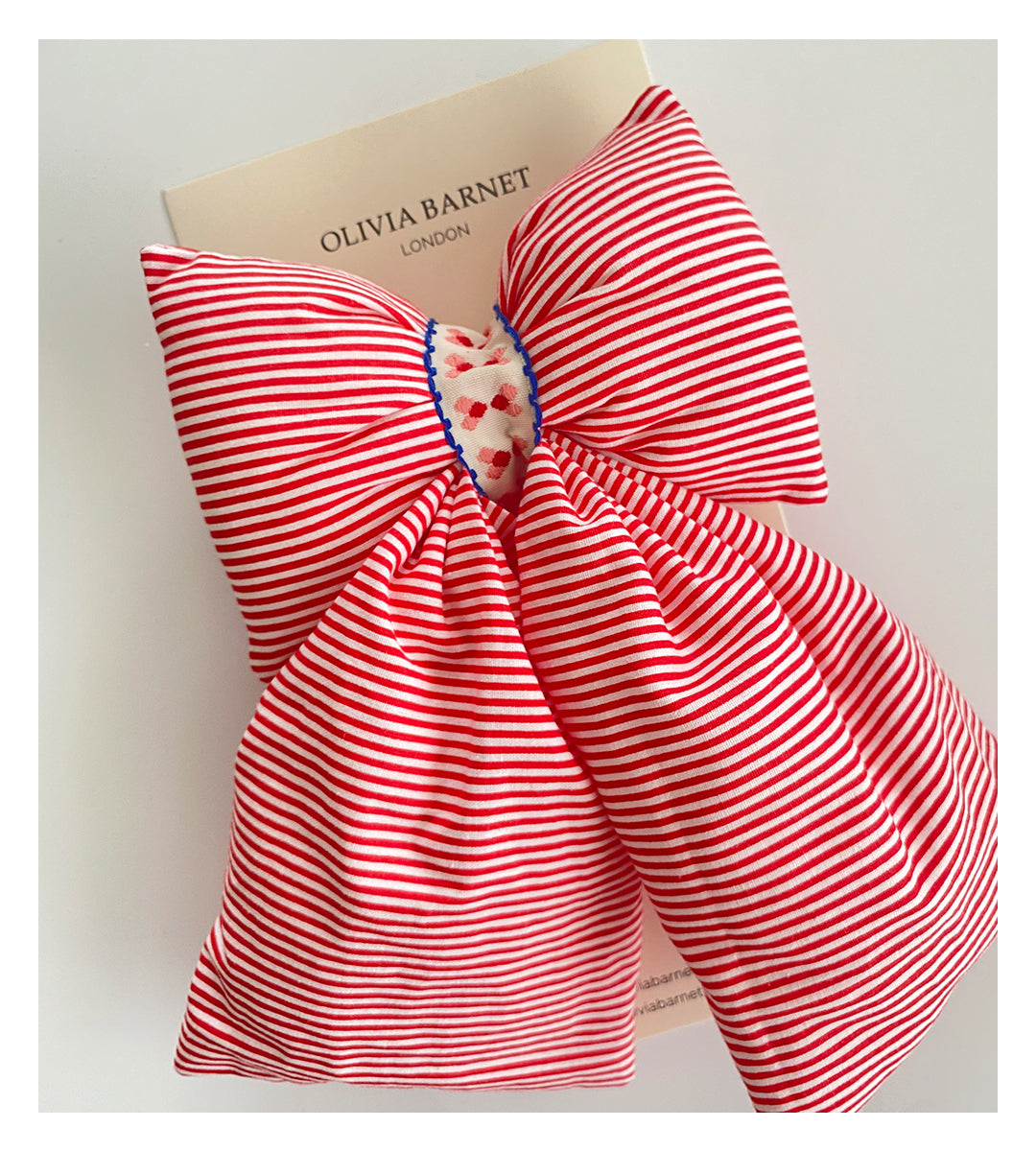 Puff Bow (Red & White Striped)